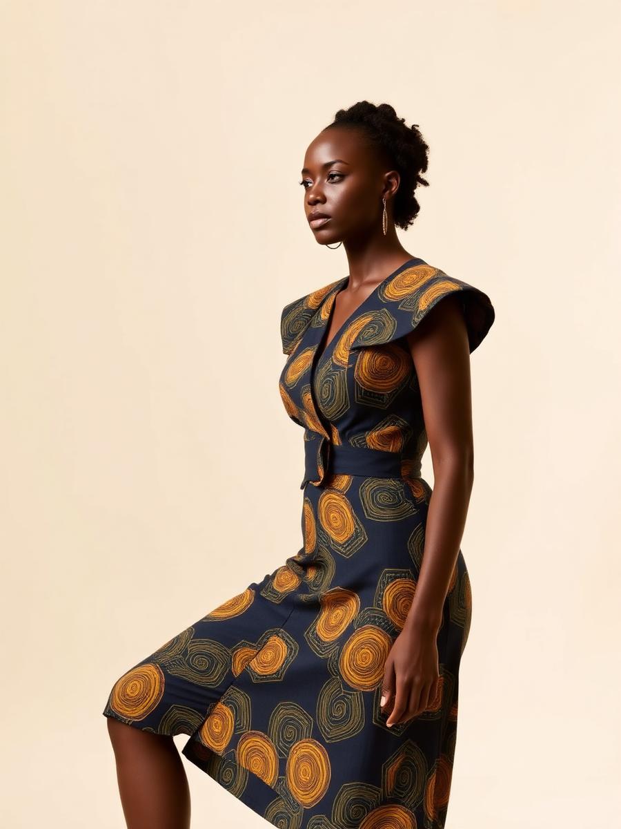 Robe wax cintrée confectionné par Atelier Ndiaye